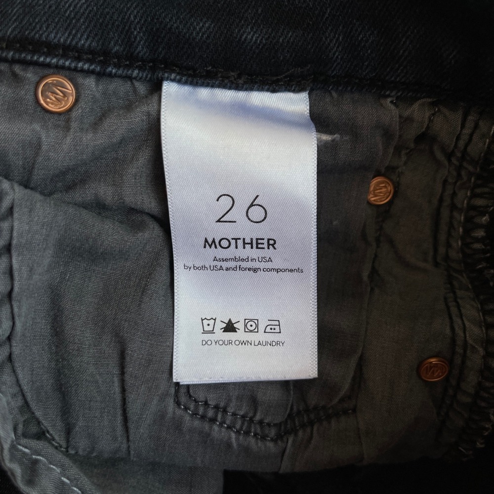 Mother Insider Crop Step Fray Hem Night In Paris Jeans Women 26 Black High Rise - Picture 11 of 16